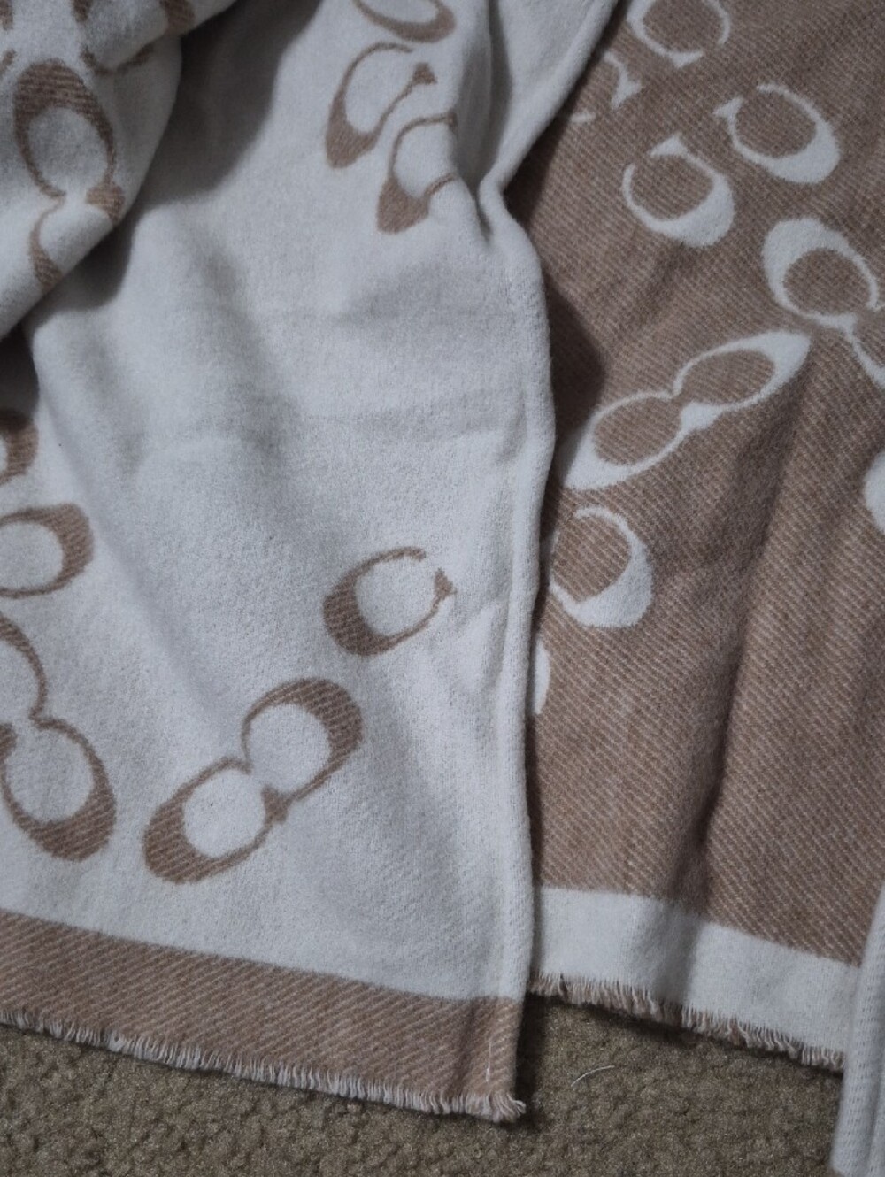 Coach Cream and Brown Patterned Poncho - Picture 4 of 7